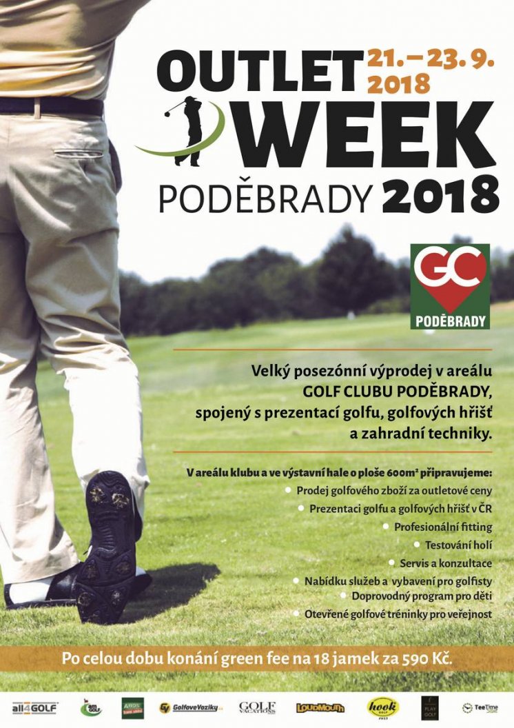 Na sobotních Poděbradech za 1000 Kč velký posezónní výprodej GOLF OUTLET WEEK 2018