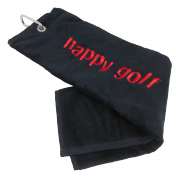 Ručník černý HAPPY GOLF (logo red)
